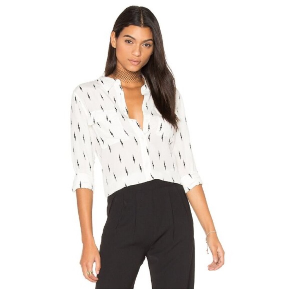 Iz Byer White and Black Blouse